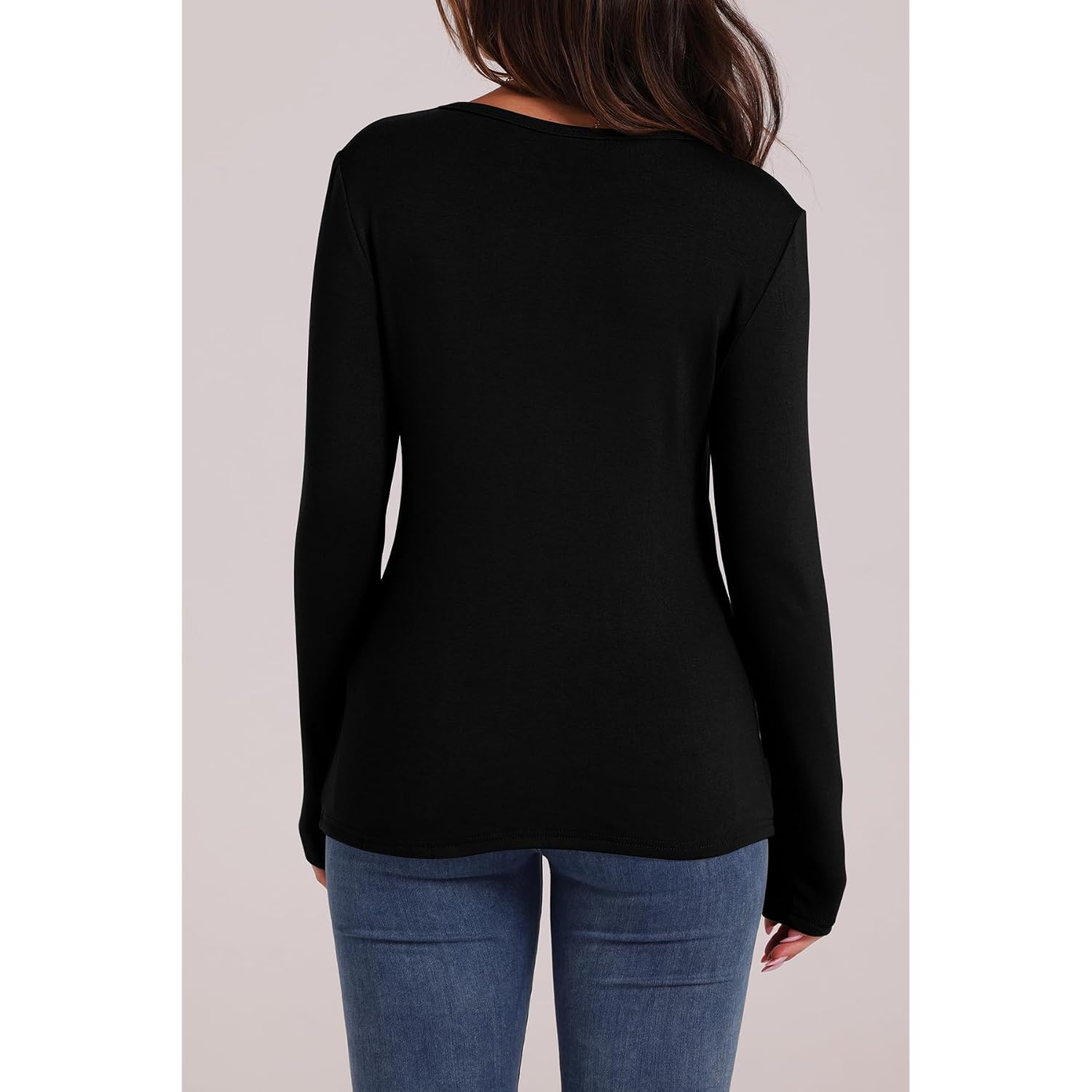Wiholl Long Sleeve Thermal Shirt For Women Light Fleece Tops Spring 2026 Crew Neck Casual Basic T-Shirts