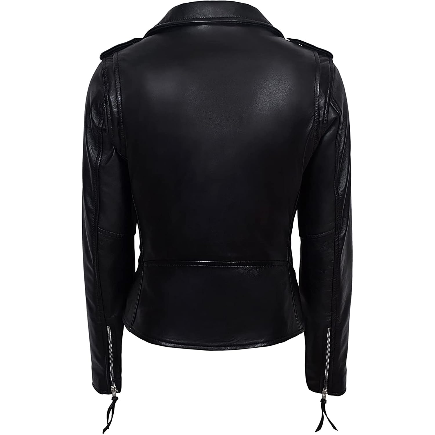 Valentine Romance Ladies Black With Red Lining Real Leather Brando Fitted Urban Look Biker Jacket