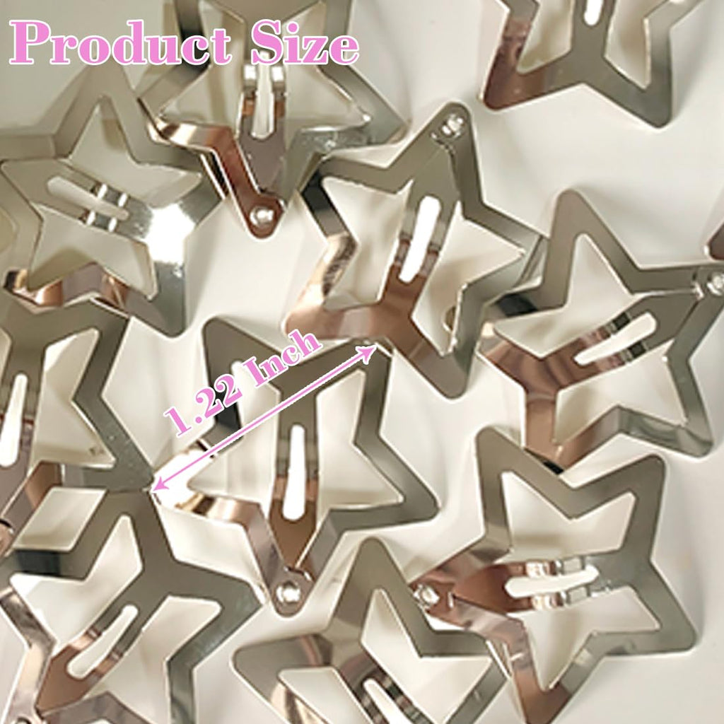 20 Pcs 1.22" Star Hair Accessories - Non-Slip Metal Snap Clips And Barrettes For Girls & Women, Y2K Style