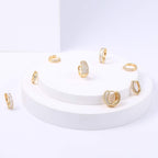 ALEXCRAFT Small Gold Hoop Earrings Set for Women Diamond Pave Gold Earrings Set with Sterling Silver Post