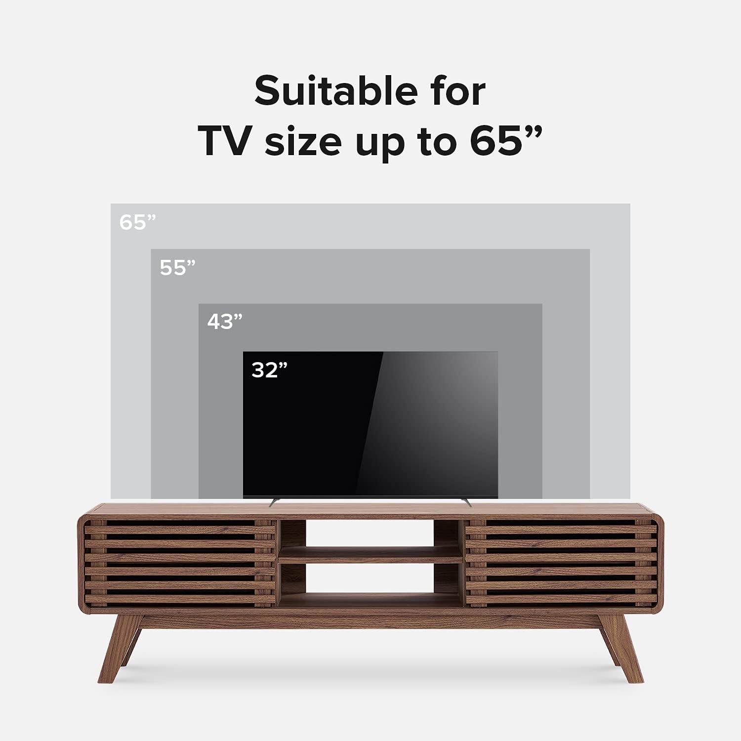 Mopio Ensley Tv Stand, Mid Century Modern For 55/60/65 Inch Tv, Farmhouse Tv Stand, Entertainment Center With Storage, Tv And Media Console For Living Room (Walnut, 59 Inch Low)