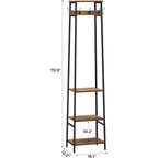 Coat Rack Freestanding, Coat Stand with 3 Shelves and 7 Hooks, Hall Tree Free Standing, Clothes Rack Stand Organizer, Industrial Style, Rustic Brown and Black
