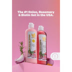 Natural Sant Onion & Rosemary Shampoo & Leave-In Treatment Set With Biotin | Sulfate, Paraben & Silicone Free, Supports Thicker & Fuller Hair, Women & Men, No Onion Smell, Two 16.9 Fl Oz Bottles