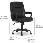 Amazon Basics Classic Puresoft PU Padded Mid-Back Office Desk Chair with Armrest, Easy Assembly, Sturdy Metal Base, Wheels, 275lb Support, 26"D x 23.75"W x 42"H, Black