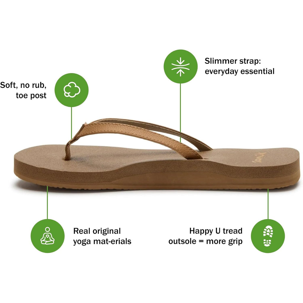 Sanuk Yoga Joy Womens Flip Flops | Yoga Mat Footbed | Sandals For Women | Womens Yoga Sandals | Women'S Beach Sandals