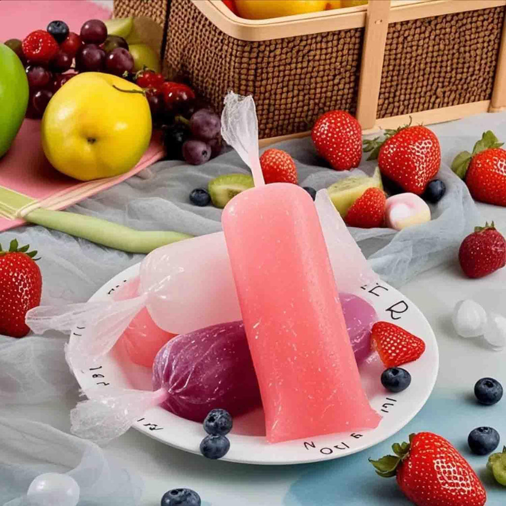 250 Pcs Disposable Ice Lolly Molds – Plastic Freeze Pop Bags With Silicone Funnel For Homemade Yogurt And Candy (3 X 12 Inch)
