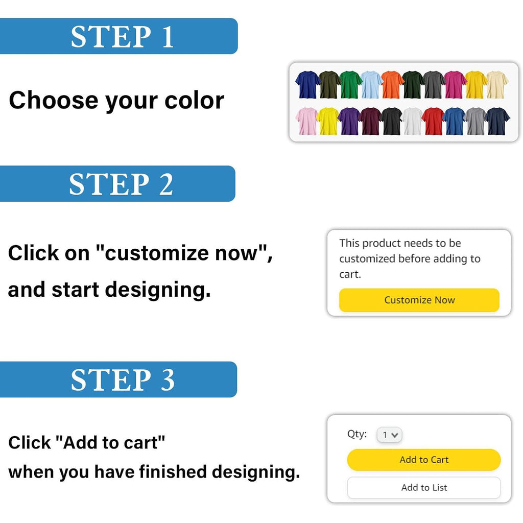 Custom T Shirts For Men Women Made In Usa Bulk Customized Shirt Text/Photo Front Back Print Personalized Cotton T-Shirts