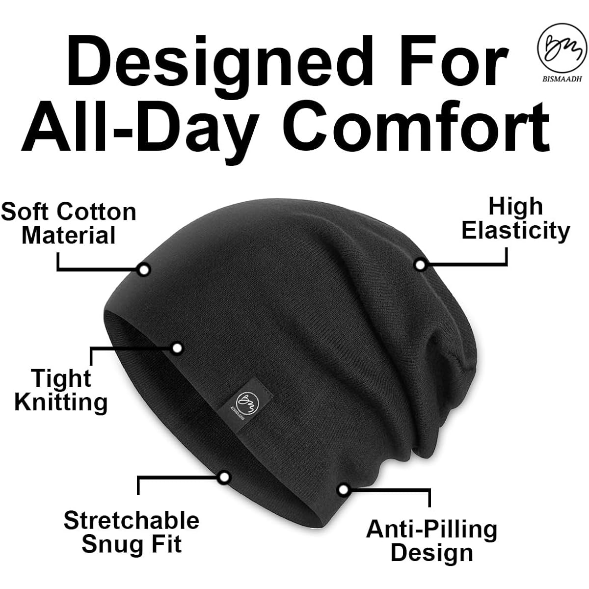 Bismaadh Unisex Soft Bamboo Viscose Sleep Cap Created For Chemo, Alopecia, Hair Loss, Essential Chemo Headwear