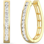 Gilded Lab-Grown Diamond Channel Set Hoop Earrings for Women in 925 Sterling Silver and 14KT Yellow Gold Plated Silver | Hypoallergenic Fine Jewelry | Hinged Closure | SI1 Clarity, F Color |1/4,1/2, 1 Carat Total Weight