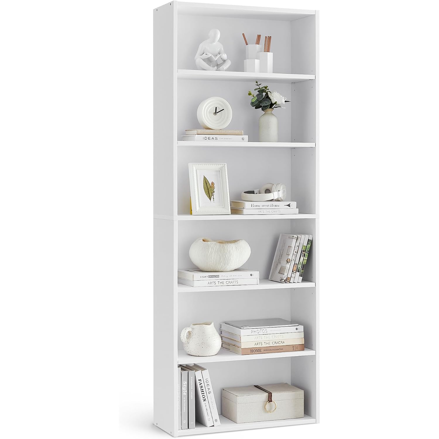 Vasagle Custos Collection - Bookshelf, 6-Tier Bookcase, Book Shelf, Open Storage Shelf, 9.4 X 23.6 X 63.3 Inches, For Living Room, Home Office, Dinning Room, Cloud White Ulbc166T14