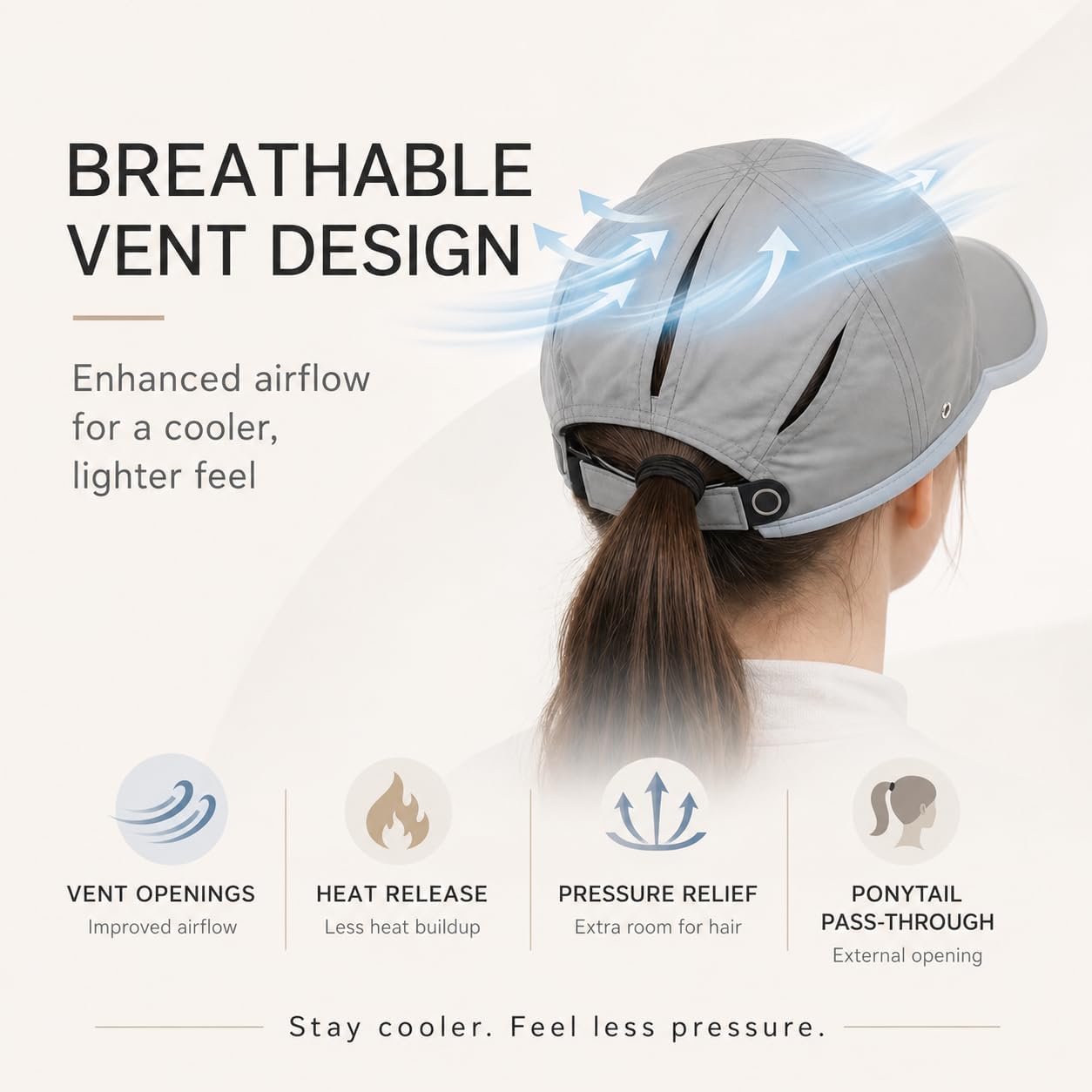 TOP-EX ChicPony™ UVCoolix Cooling UPF50+ Ponytail Thick Hair Womens Baseball Cap,Breathable Lightweight,Golf Running Sports White