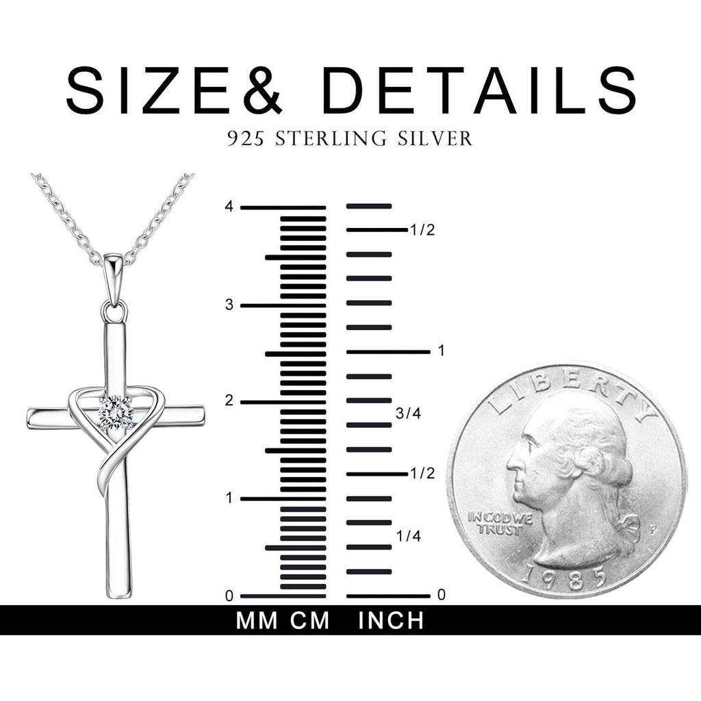 AmorAime 925 Sterling Silver Cross Necklace for Women Men 14K Gold Plated 5A CZ Birthstone Necklaces for Holiday