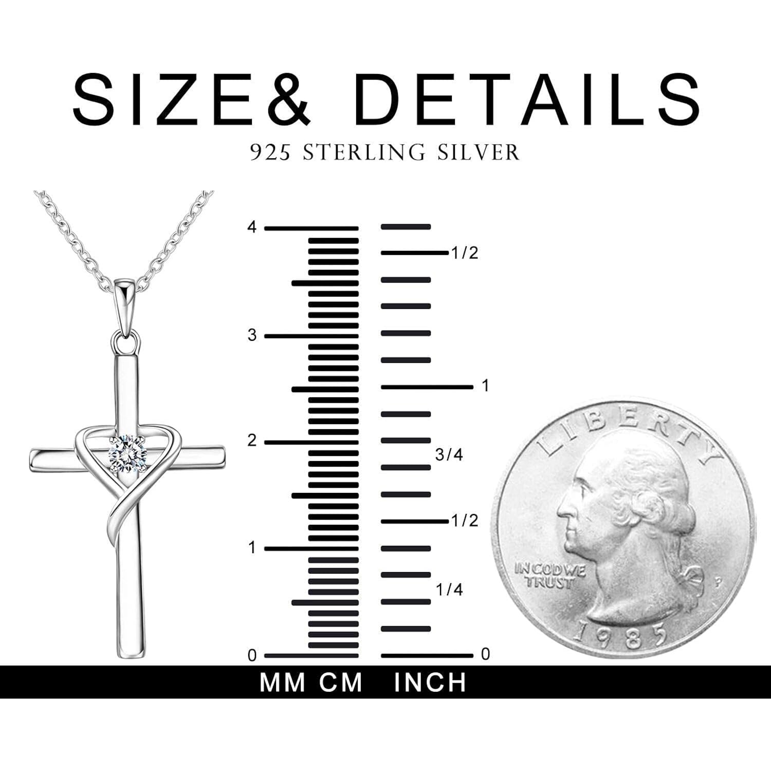 AmorAime 925 Sterling Silver Cross Necklace for Women Men 14K Gold Plated 5A CZ Birthstone Necklaces for Holiday