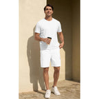 Nitagut Mens Cargo Shorts 7" Casual Drawstring Elastic Waist Summer | Relaxed Comfort, Utility Flap Pockets, Commute Beach Vacation, Pairs With Tees Polos, Machine Washable