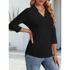 Lyhipss 3/4 Length Sleeve Womens Tops Dressy Casual V Neck Polo Shirts Business Work Blouses 2025 Trendy Tunic Top