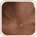 Dainty Gold Necklace for Women Non Tarnish Layered 14k Diamond Pendant Charm Gold Plated Necklaces CZ Trendy Zirconia Chain Choker Necklace Stack Gold Jewelry for Women Birthday Gift