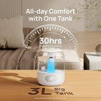 Dreo 3L Humidifiers For Bedroom, 30H Runtime, 26 Db Quiet, New Edition | Easy To Refill & Clean, Precise Humidity Control, Night Light, Cool Mist Air Humidifier For Large Room, Baby Nursery