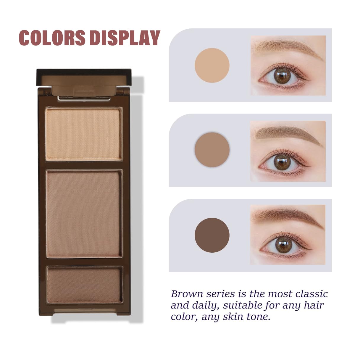 Eyebrow Powder Palette,3-color eyebrow palette Nature Eye Brow Powder to Enhance & Filler Brows Contour Eyebrow Neutral Eye Makeup 102# Warm Coffee