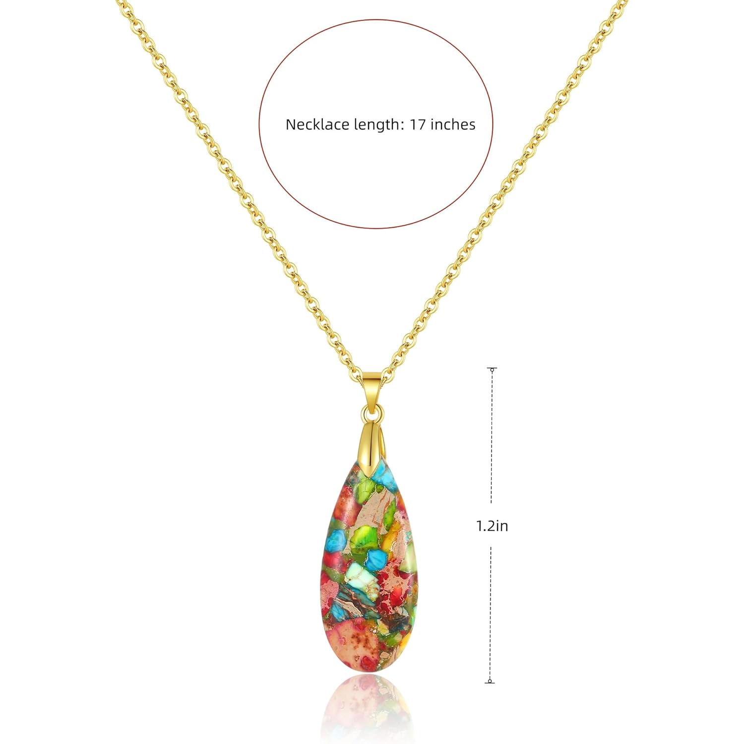 Inspirational Gifts Healing Gold Pendant Gold Necklaces for Women，Get Well Soon Encouragement Gifts for Women Friends Sister Mom, Natural stone Pendant Healing boho Friendship Jewelry for women
