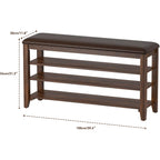 Shoe Rack Bench Entryway Storage With Leather Cushion, Shoe Organizer Bench For Entryway, Ideal For Front Doors Entrances Hallway Mudroom Featuring Rubberwood And 3 Height-Adjustable Removable Shelve