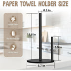 Paper Towel Holder Countertop, Premium Stainless Steel Black Paper Towel Holder With Anti Slip & Waterproof, Freestanding Countertop Paper Towels Holder For Kitchen, Tabletop, Bathroom
