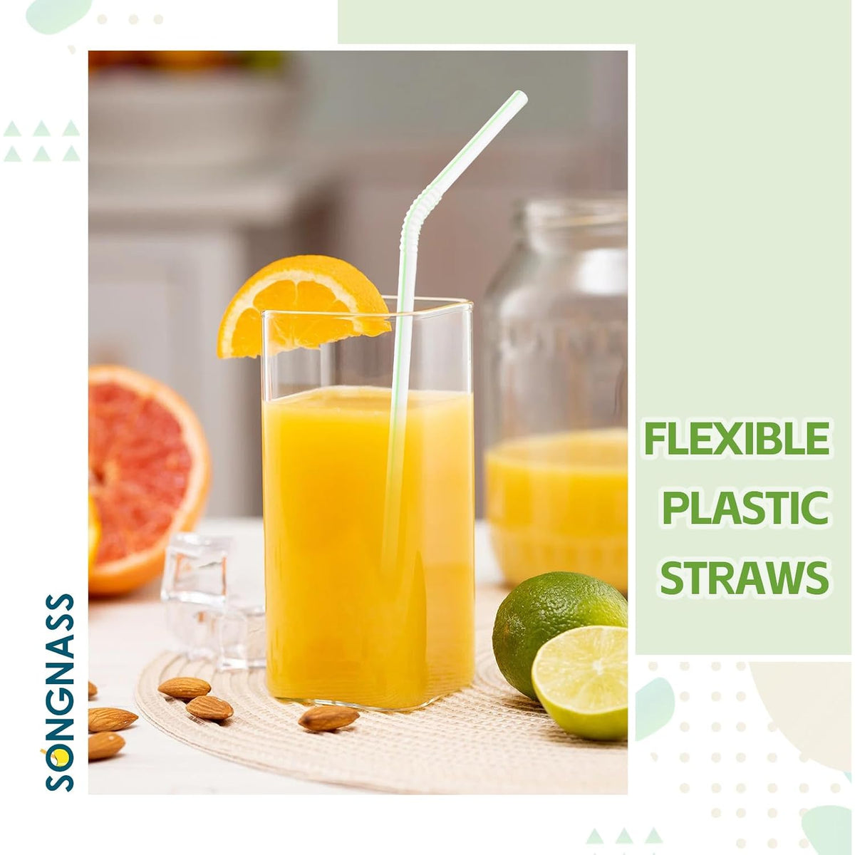 [200 Pack] 8.5" High Flexible Plastic Straws,Bendable Disposable Drinking Straws -Striped Assorted Colors For Home Use Milk Juice Drinks