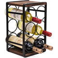 Rustic Wood Countertop Wine Rack 6 Bottles No Need Assembly Brown