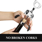 Wine Opener, Heavy-Duty Zinc Alloy Wing Corkscrew, Premium Beer Bottle Opener, Multifunctional Wine Accessories With Ergonomic Handle And Sharp Screw, For Kitchen, Bar, Restaurant (Silver)
