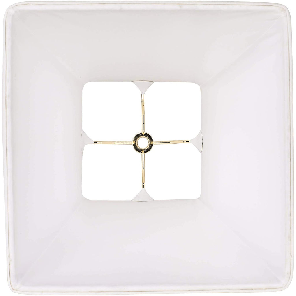 Ivory Classic Medium Square Lamp Shade (Pre-Assembled) 5.25" Top X 10" Bottom X 9" High X 9" Slant (Spider) Replacement With Harp And Finial