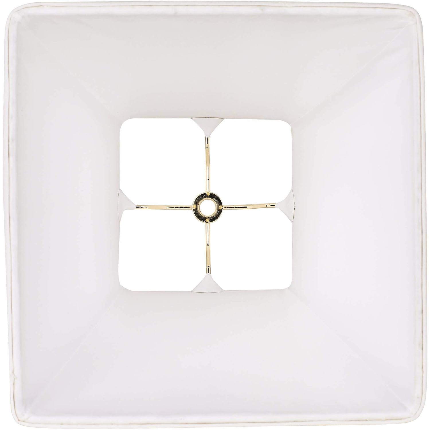 Ivory Classic Medium Square Lamp Shade (Pre-Assembled) 5.25" Top X 10" Bottom X 9" High X 9" Slant (Spider) Replacement With Harp And Finial