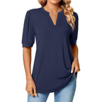 Anyally Womens Tunic Tops Summer Dressy Casual Puff Short Sleeve Shirts Work Business Blouses