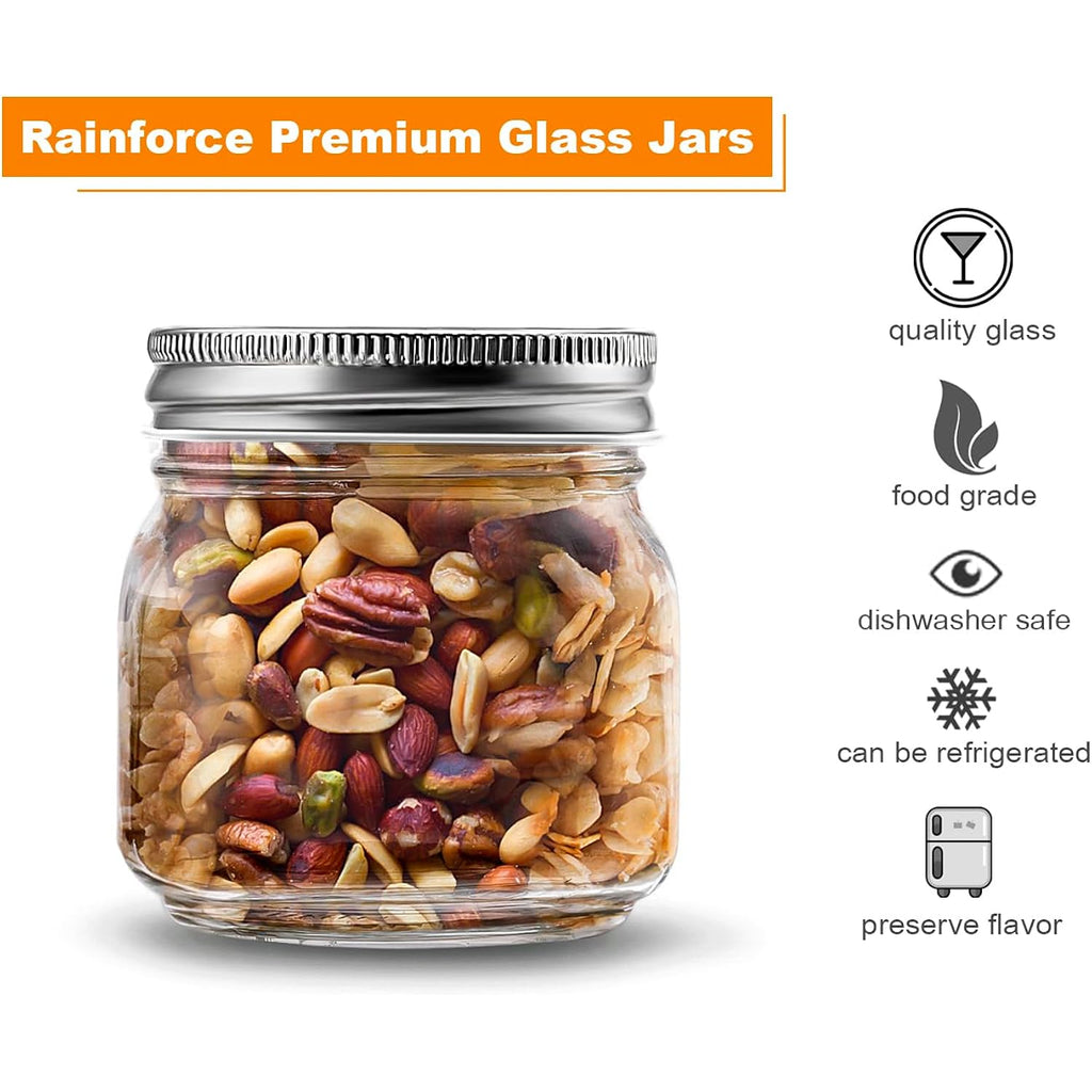Mason Jars 8 oz 30 Pack- Small Mason Jars With Silver Lids -1/4 Quart Canning Jars| Storage Glass Jars With Lids For Jelly, Jam, Honey, Pickles - Spice Glass Jars - With 30 Chalkboard Labels