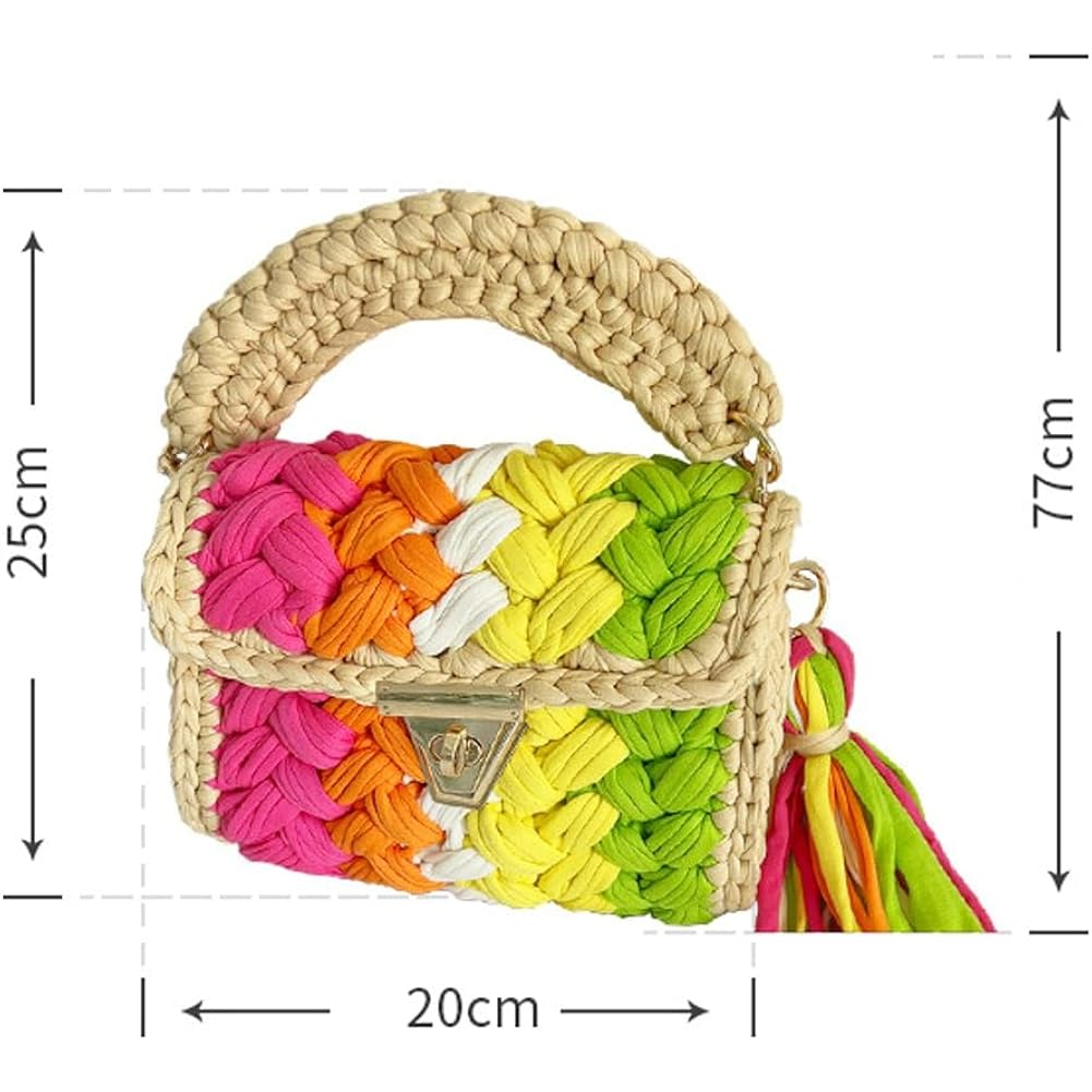 Chunky Yarn Knit Crochet Tote Purse Crossbody Bags For Women - Handwoven Evening Clutch Flap Shoulder Bag