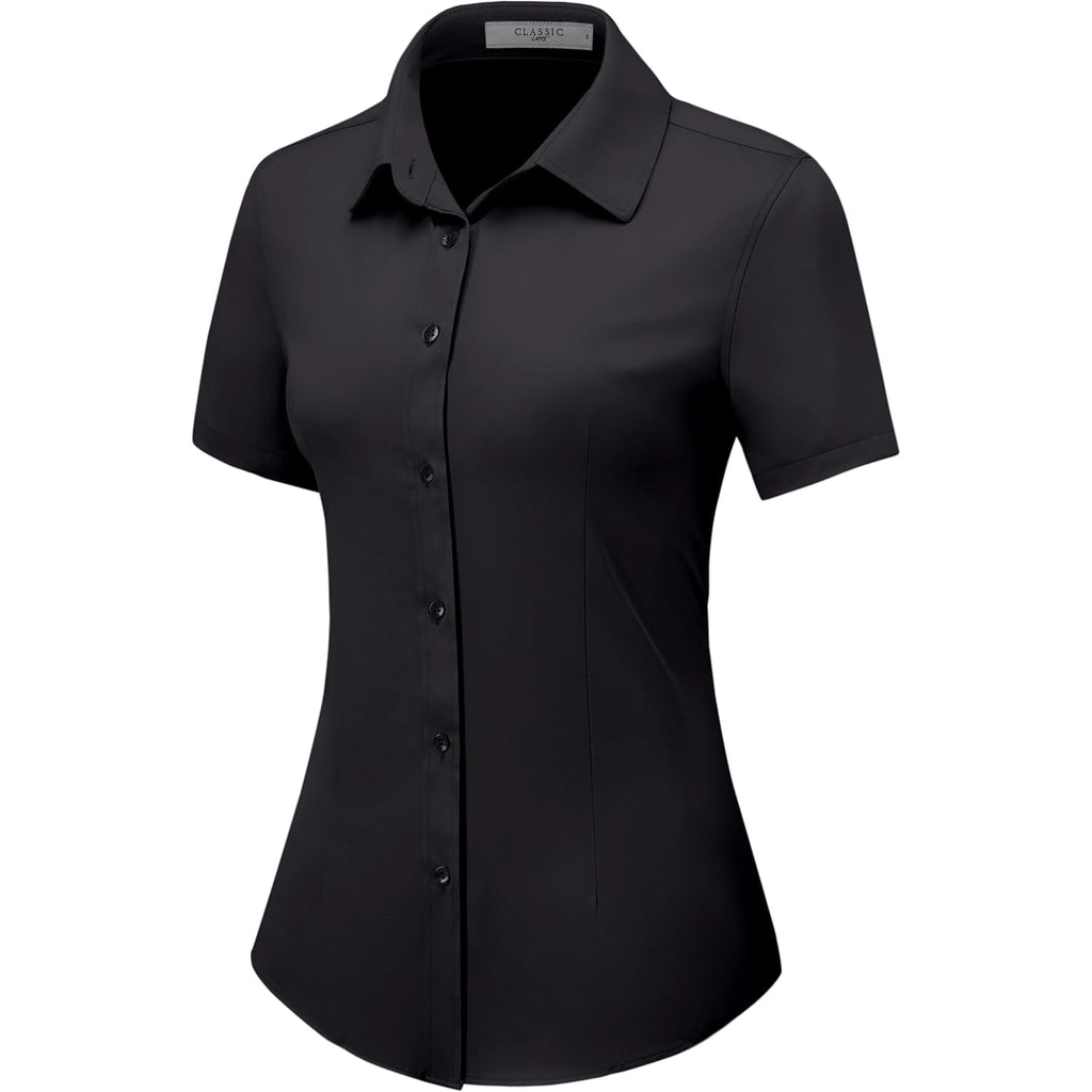 Button Down Shirts for Women Short Sleeve Dress Shirt Stretch Wrinkle Free Business Casual Office Blouse Work Tops