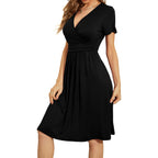Weaczzy Women'S Summer Short Sleeve Casual Dresses V-Neck Floral Party Dress With Pockets