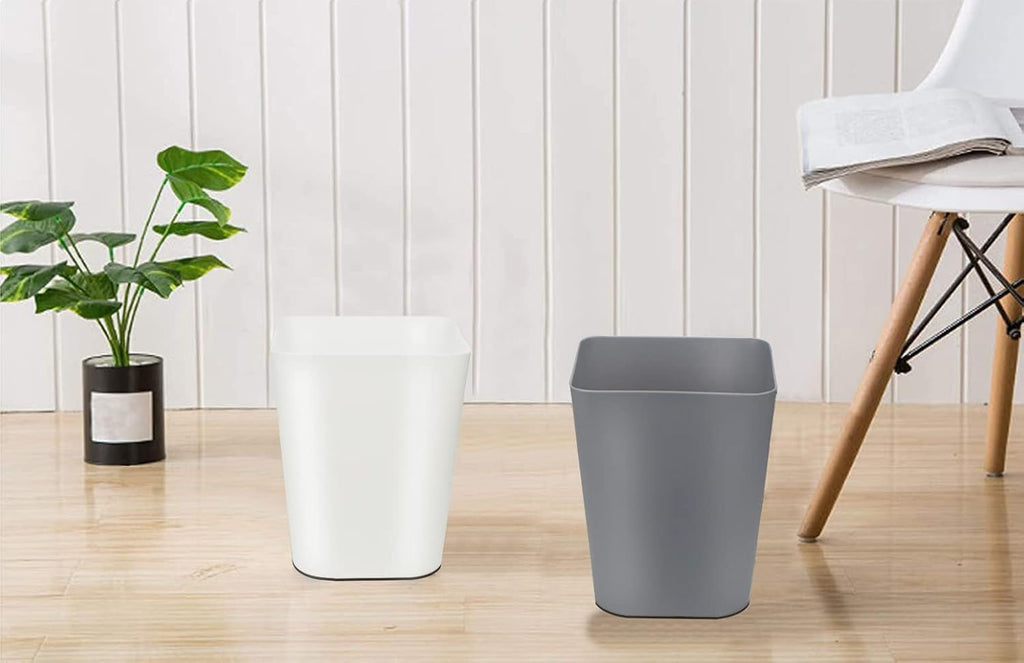 1.6 Gallon Small Trash Can Wastebasket For Kitchen Office Bathroom,Pack Of 2(White+Gray)