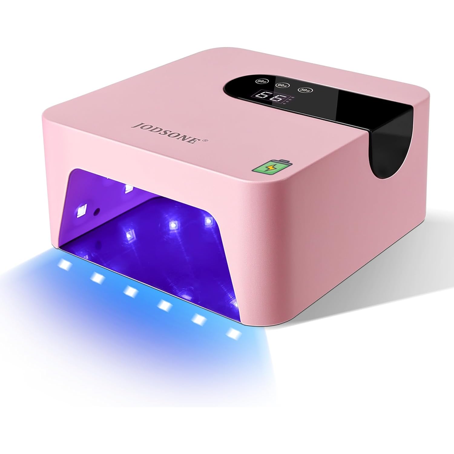JODSONE U V Nail Lamp Rechargeable Portable with 3 Timers and LCD Display Screen for Cordless Nail Dryer Gel Pink