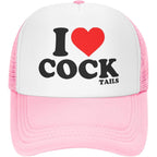 I Love Heart Cocktails Funny Gag Trucker Hat for Adult Humor Adjustable Mesh Sport Baseball Caps for Women Men Black Pink