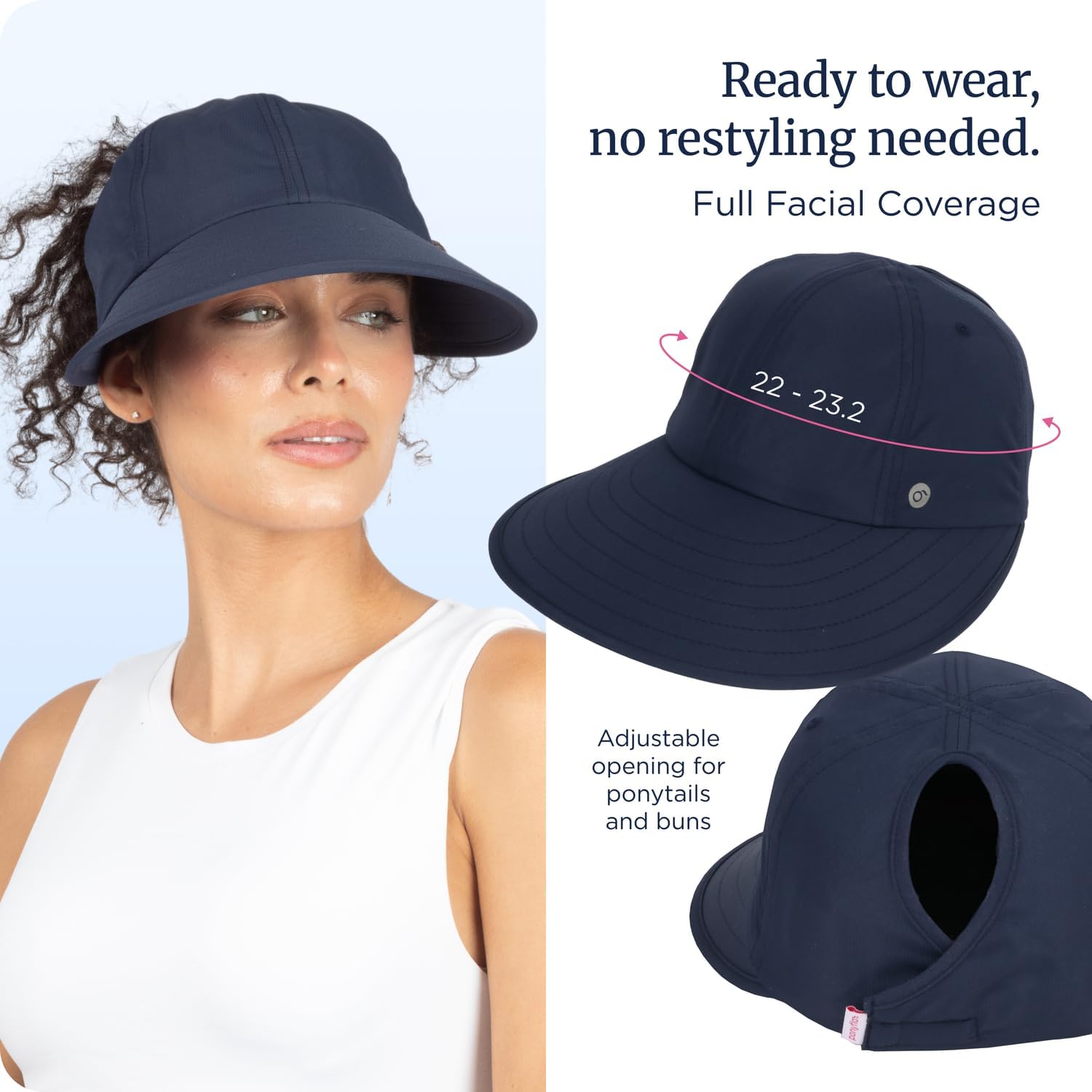 Sunblocker Wide Brim Hat, Patented Women’S Ponytail Sun Hat For Adults, Upf 50 Sun Protection