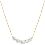DEWBERRY 1.95 Ct Round Cut Lab Grown Diamond Bar Set Women's Five Stone Bar Pendant With 18" Chain Necklace Solid 14K Yellow Gold (F-G Color, VVS-VS Clarity)