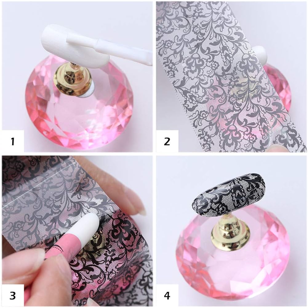 10 Rolls Retro Holographic Nail Foil Transfer Stickers Black Lace Laser Foils Nail Art Supplies Starry Paper Designs for Acrylic Decorations Women DIY Nail Arts Manicure Wraps Charms