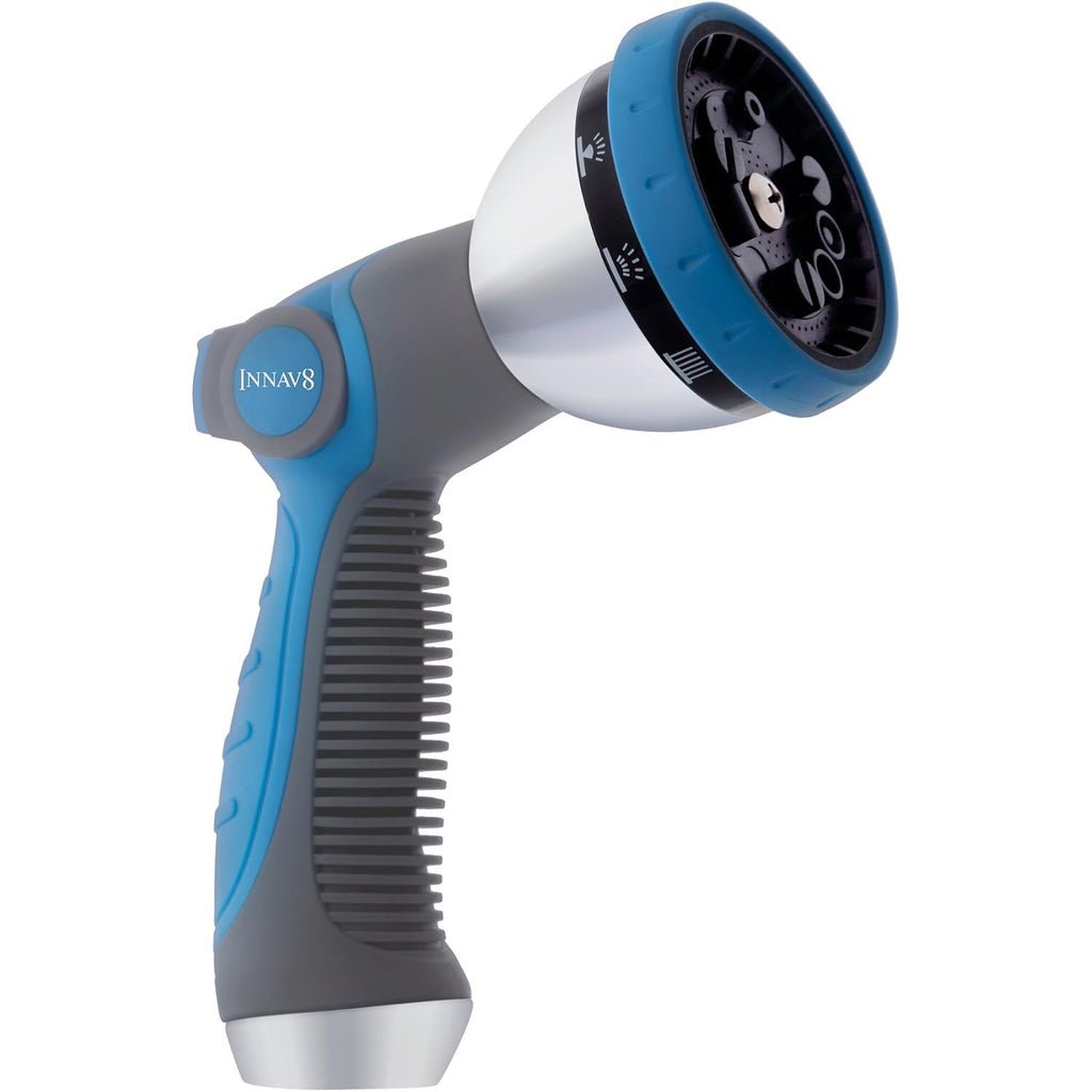 Innav8 Garden Hose Nozzle Heavy Duty - Features 10 Spray Patterns, Thumb Control On Off Valve Hose Sprayer Nozzle For Easy Water Control - Outdoor Water Hose Nozzle Head Attachment