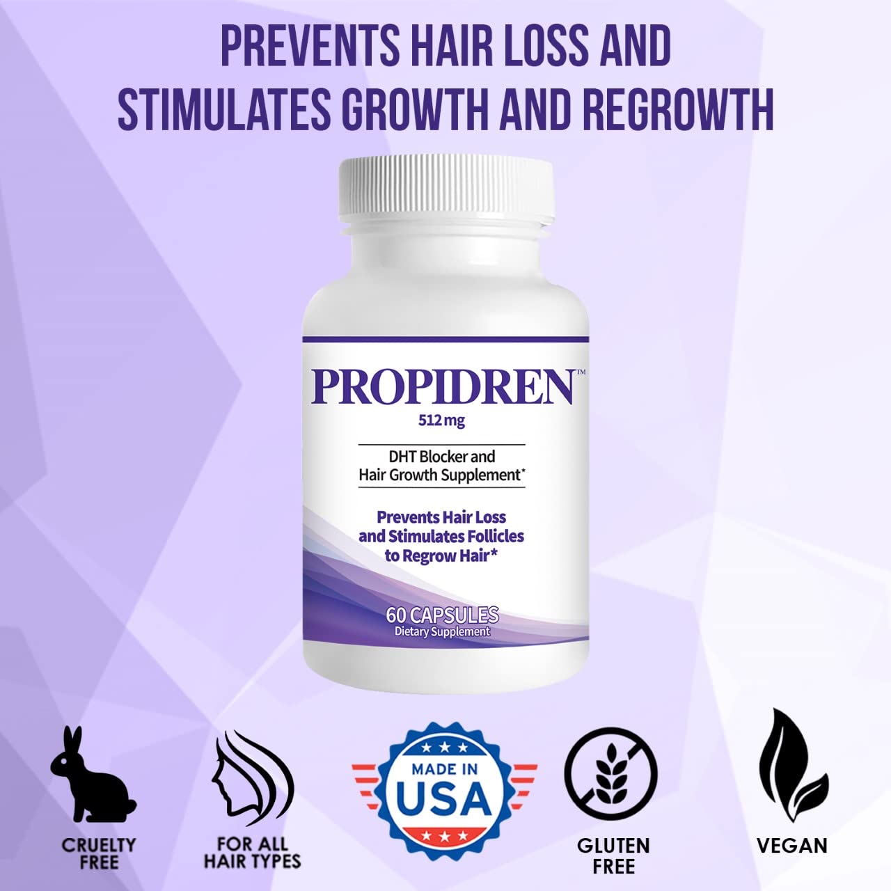 Propidren Dht Blocker & Hair Growth Pills To Stop Hair Loss And Regrow Hair | Prevents Hair Loss