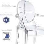 Modway Casper Modern Acrylic Stacking Kitchen And Dining Room Arm Chair In Clear - Fully Assembled