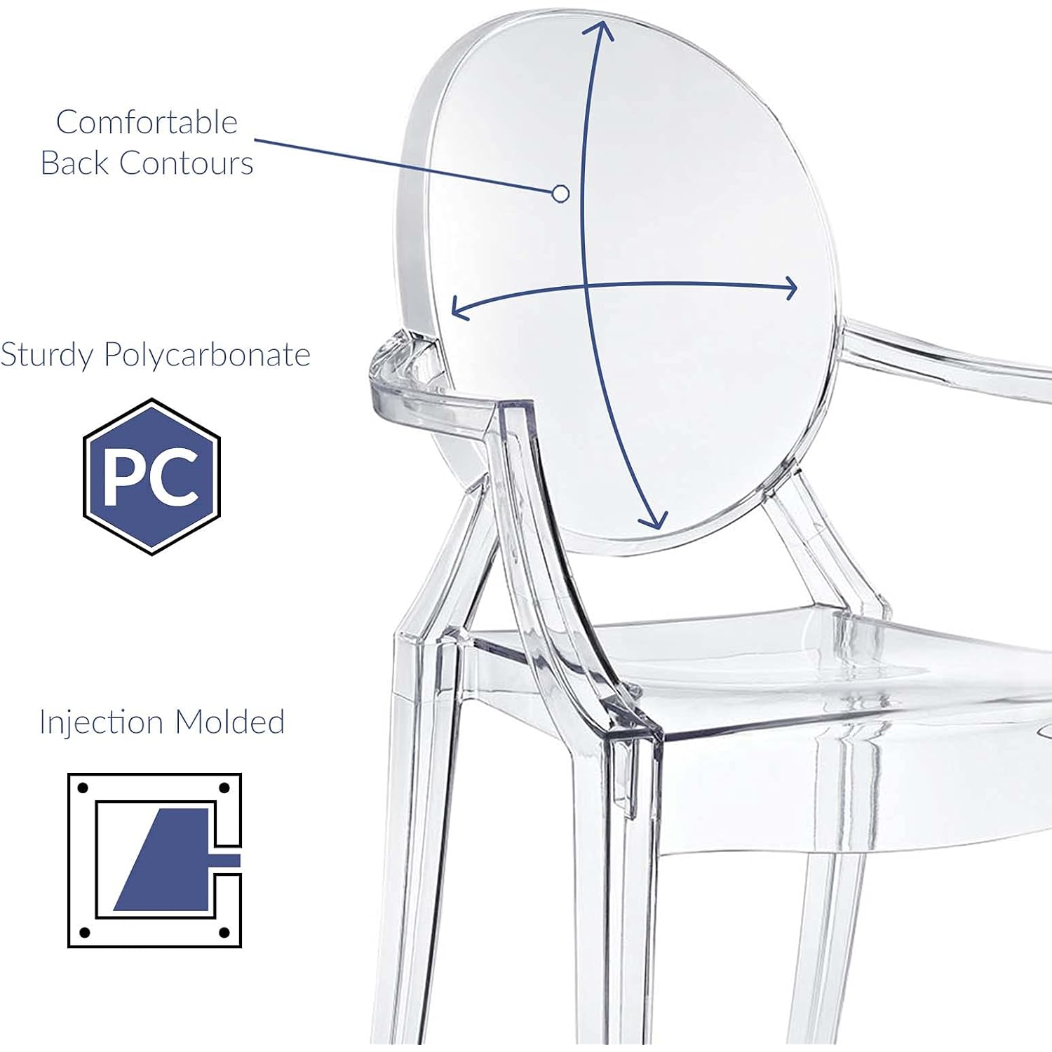 Modway Casper Modern Acrylic Stacking Kitchen And Dining Room Arm Chair In Clear - Fully Assembled
