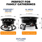 Outland Living Firebowl Smokeless Fire Pit, Round Outdoor Portable Propane Gas Fire Pit With Uv And Weather Resistant Durable Cover, 24-Inch Diameter 58,000 Btu, Black, 883 Mega, For Outside Use