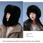 Women's Fluffy Trapper Hat, Long Pile Faux Fur Ushanka hat with Buckle, Luxurious Mink-Style Winter Warm Hat