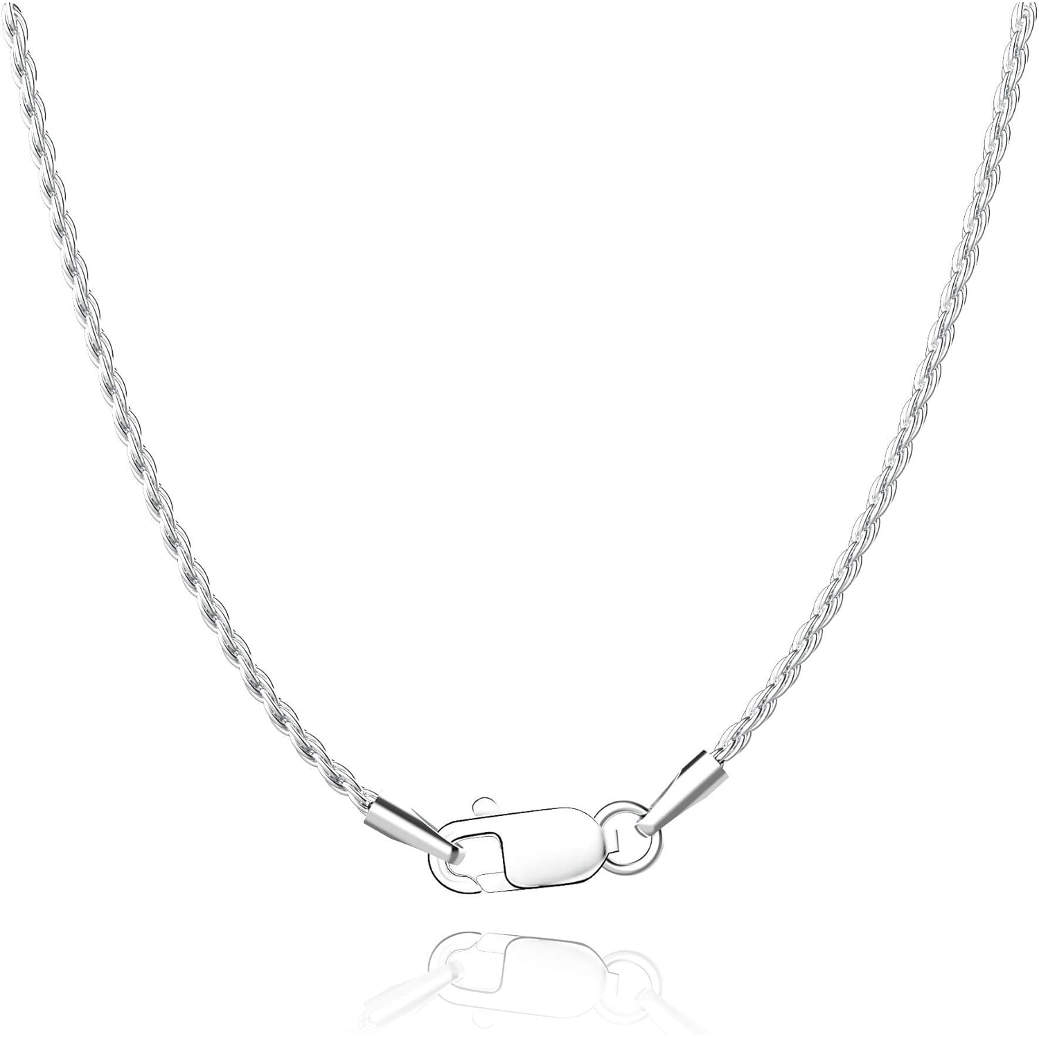 Jewlpire 18K Gold Plated 925 Sterling Silver Chain Necklace for Women, 1.35mm Rope Chain Necklace for Women Men Super Shiny & Durable Women's Chains Necklaces 16 18 20 22 24 26 Inch