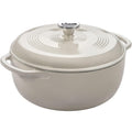 Lodge Essential Enamel Cast Iron Dutch Oven 6 Quarts - Perfect for Bread Baking, Braising, Marinating & Slow Cooking, Features Moisture-Sealing Lid & Dual Handles, Kitchen Essentials, Oyster White