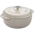 Lodge Essential Enamel Cast Iron Dutch Oven 6 Quarts - Perfect for Bread Baking, Braising, Marinating & Slow Cooking, Features Moisture-Sealing Lid & Dual Handles, Kitchen Essentials, Oyster White